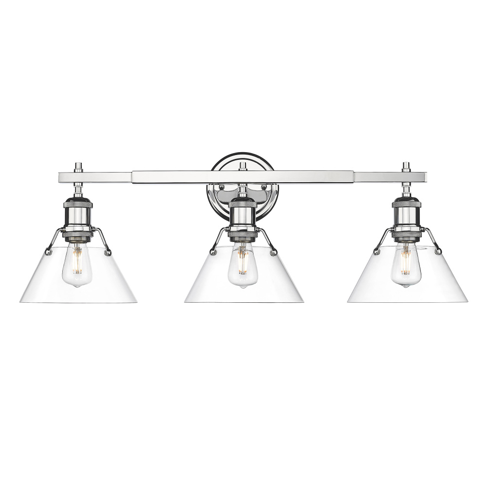 Yep by Golden Lighting Orwell 3-light Vanity in Chrome and Clear Glass